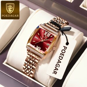 تألقي بلمسة فاخرة: ساعة يد كوارتز مربعة مضيئة وعصرية للنساء