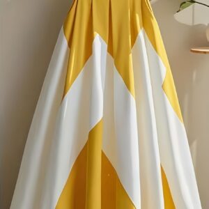 تنورة A-line راقية بخصر عالٍ وتصميم مخطط متباين: أناقة عصرية متكاملة