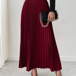 تألقي بأناقة: تنورة نسائية بليسيه بخصر عالٍ وتفاصيل سلسلة معدنية