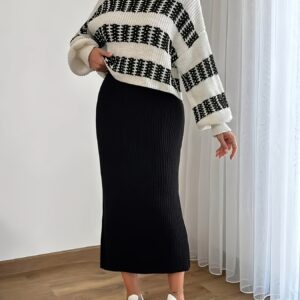 طقم سويتر وتنورة نسائي: أناقة الكتل اللونية لموسم الخريف والشتاء