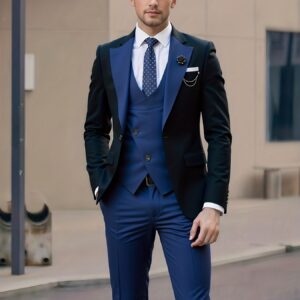 سر الأناقة المتكاملة: طقم البدلة الرجالية الفاخرة ثلاثي القطع