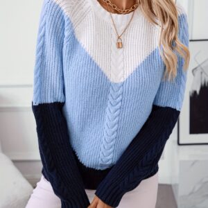 تألقي بأناقة عصرية: كنزة نسائية بألوان هندسية جذابة لموسم الخريف والشتاء