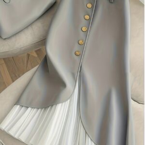 تنورة أنيقة بقصة A-Line وحافة مكشكشة - تصميم زر أمامي للرقي في كل مناسبة وموسم