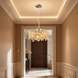 تحفة الإضاءة العصرية: ثريا الكريستال بتصميم فرع القيقب الفاخر