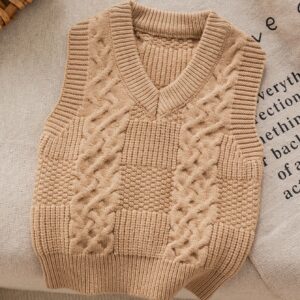 أناقة ودفء: فيست أطفال محبوك بدون أكمام – لمسة رقيقة لصغيرك!