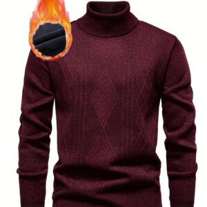 أناقة الشتاء الدافئة: كنزة الياقة العالية بلون البورغندي الساحر