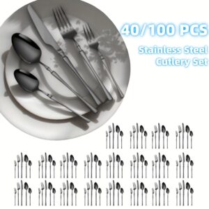 تألق وفخامة: طقم أدوات المائدة الأسود والذهبي الفاخر