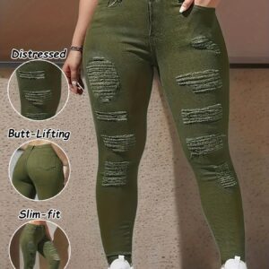 بنطلون جينز نسائي بخصر عالٍ ومطاطي - أناقة عصرية لكل المواسم والمناسبات