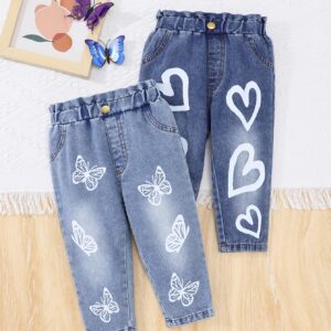 دللي صغيرتكِ بأناقة ومرح: طقم بنطلونين بتصميم الدنيم الناعم للرضيعات