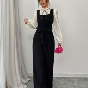 طقم الأناقة المتكامل للسيدات: بلوزة وجمبسوت بتصميم عصري راقٍ