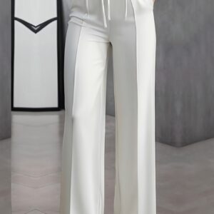 بنطال أبيض واسع الأرجل بخصر برباط: أناقة عصرية لكل مناسباتك