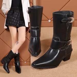 أناقة جريئة تدوم: حذاء الكاحل المربع سهل الغسل لكل المواسم