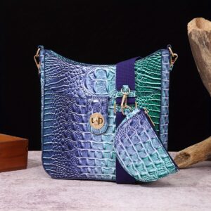 طقم حقائب بنقشة التمساح الأنيقة: إطلالة عصرية ومتكاملة
