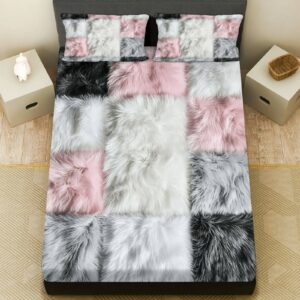 أناقة ودفء: طقم ملاءات السرير المخملي الفاخر من الفرو الصناعي (3 قطع)