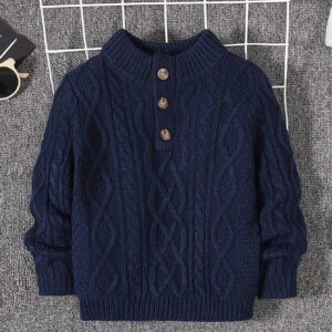 كنزة بأزرار أمامية وتريكو كابل للشباب