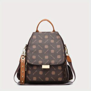 حقيبة ظهر نسائية بتصميم فينتاج بنقوش زهور - سعة كبيرة وأناقة لا تضاهى للسفر والدراسة