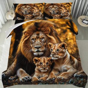 دفء ملك الغابة: طقم مفروشات أسد العائلة الفاخر!