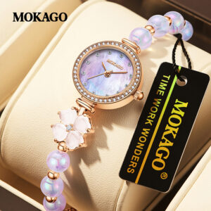 ساعة يد فاخرة بتصميم سوار فريد وميناء قوس قزح - أناقة لا مثيل لها