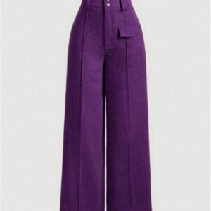 تألقي بأناقة عصرية: بنطلون نسائي بقصة ساق واسعة وتفاصيل مطوية