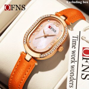 ساعة نسائية فاخرة بتصميم بيضاوي ذهبي وردي – أناقة لافتة لكل المناسبات