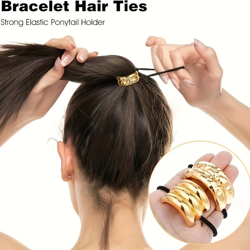 لمسة فخامة لشعرك: ربطات معدنية هندسية (3 قطع) - الصورة 6