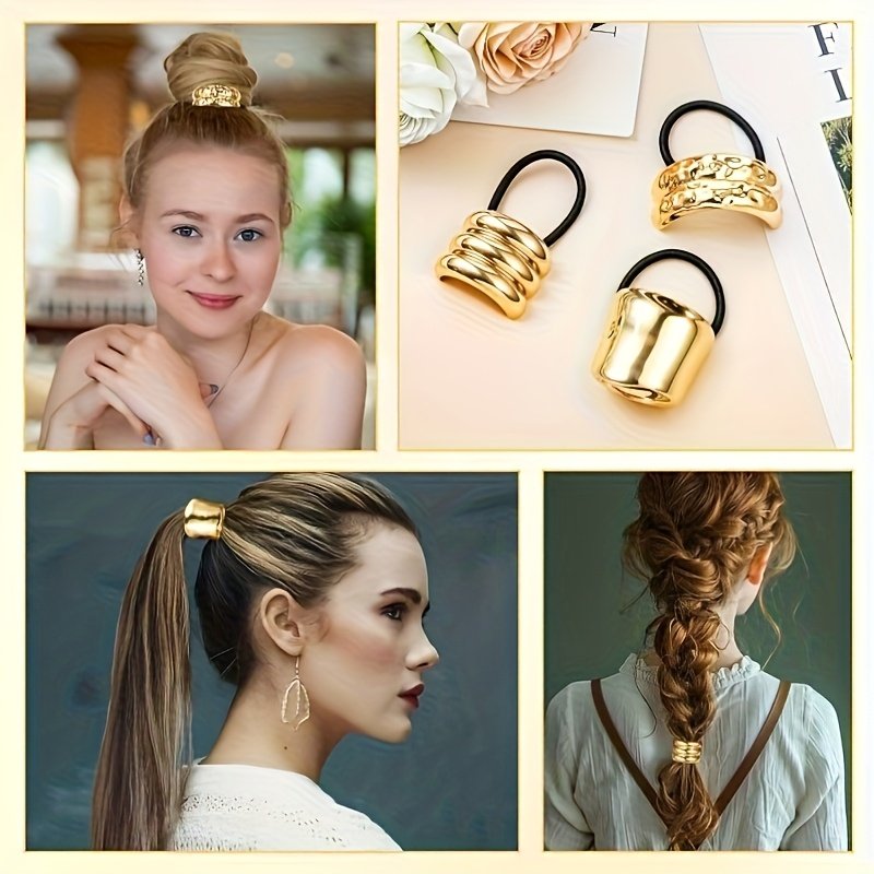 لمسة فخامة لشعرك: ربطات معدنية هندسية (3 قطع) - الصورة 7
