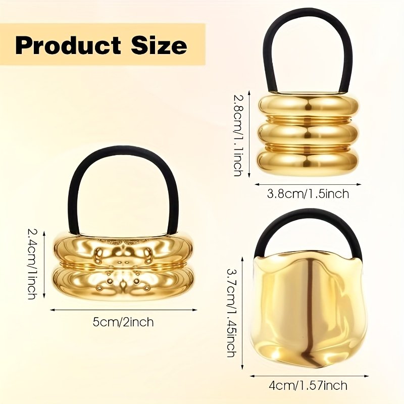 لمسة فخامة لشعرك: ربطات معدنية هندسية (3 قطع) - الصورة 4