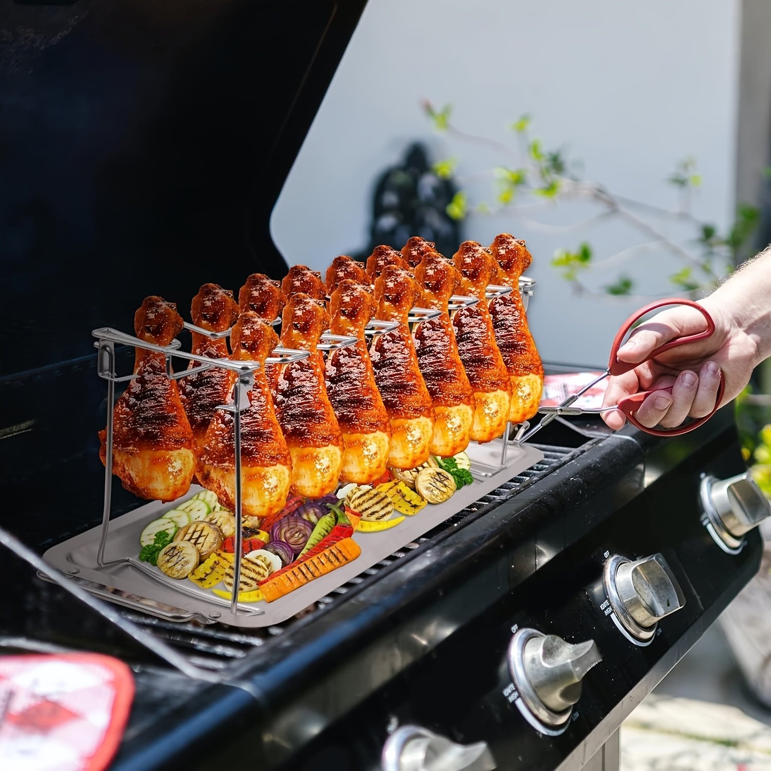 أتقن فن الشواء: حامل دجاج اللولي بوب الفاخر سعة 14 قطعة - الصورة 6