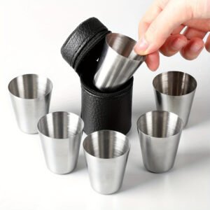 Elegance & Adventure Cups: Portable Stainless Steel Set for Your Trips & Parties!
